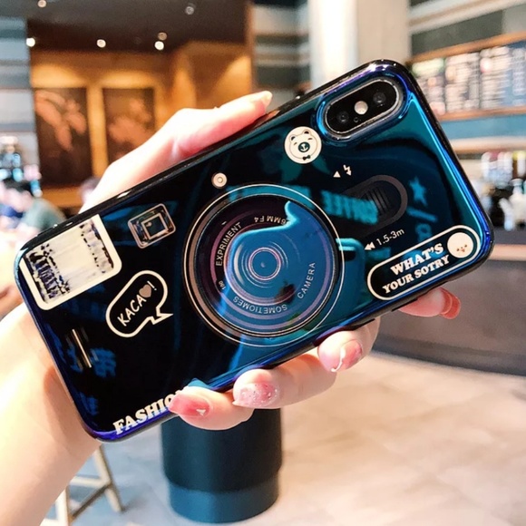 BLUE RETRO GLOSSY IPHONE CAMERA PHONE CASE - Picture 8 of 8